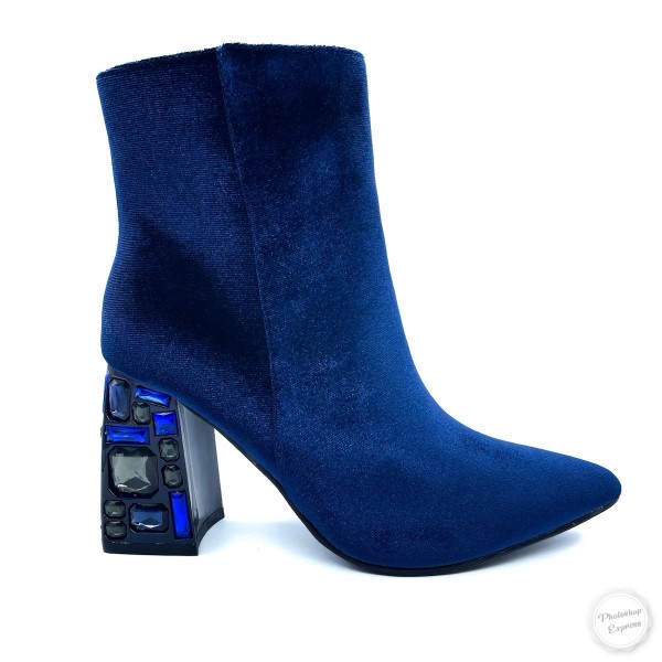 Stivaletto velluto blu donna Menbur
