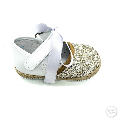 Ballerina bianca e glitter oro bambina Panyno