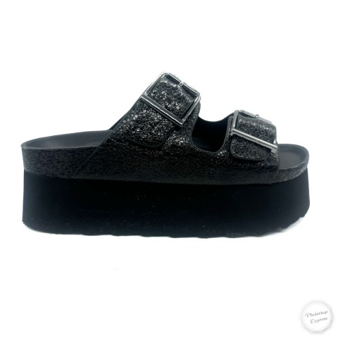 Sandalo platform donna nero Colors of California