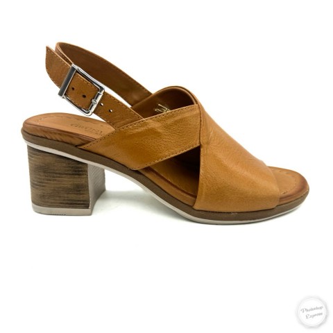 Sandalo cuoio donna con tacco Grunland