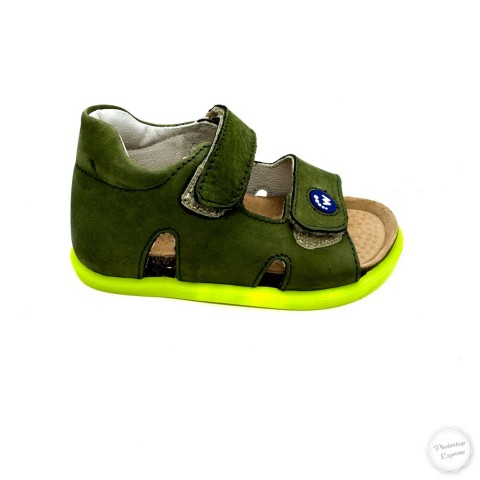 Sandalo pelle verde bambino Walkey