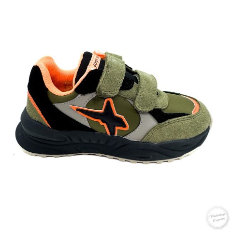 Sneaker verde militare bambino W6YZ