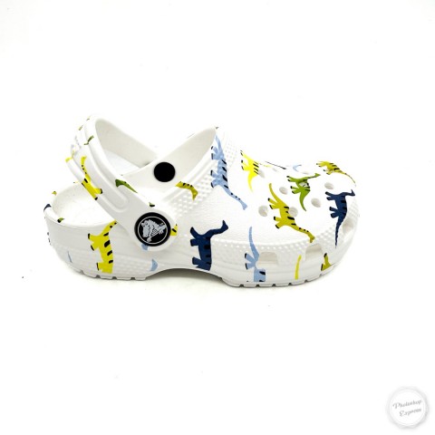 Classic character print clog bianco dinosauri bambino Crocs