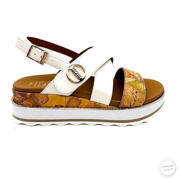 Sandalo bianco e cuoio donna Alviero Martini