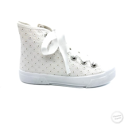 Sneaker alta bianca pizzo san gallo bambina Dexco