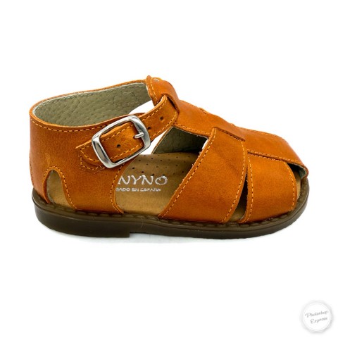Scarpa a ragnetto pelle arancione bambino Panyno