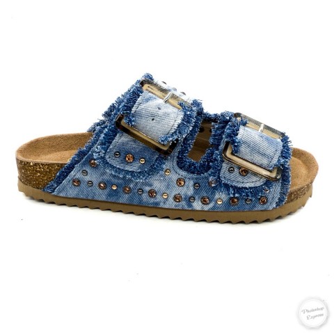 Sandalo denim azzurro strass donna Colors of California