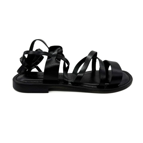 Sandalo cuoio nero alla schiava donna Angolo del Cuoio