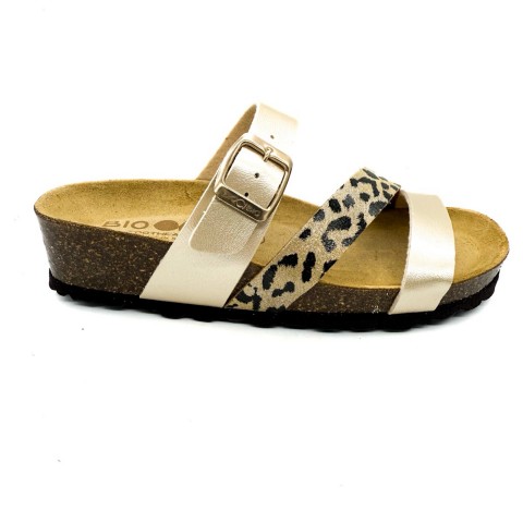 Sandalo oro sughero e pelle donna Bio Bio