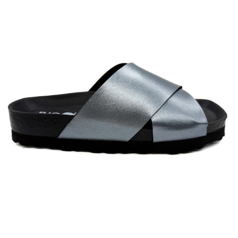 Sandalo grigio piombo donna fasce incrociate Bio Bio