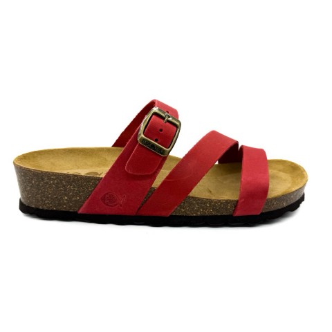 Sandalo tripla fascia in pelle rossa donna Bio Bio