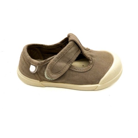 Scarpina due occhi in tela beige bambino Igor Barefoot Concept