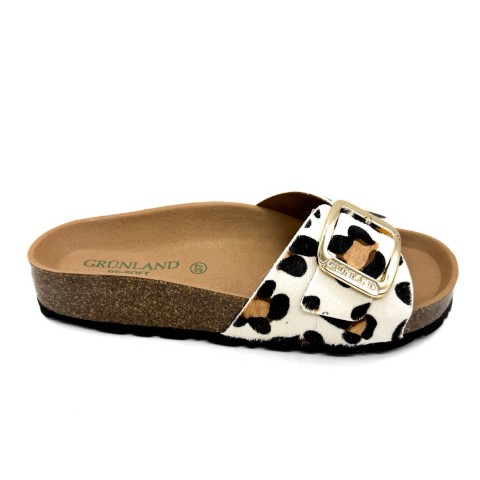 Ciabatta bianca animalier donna in sughero Grunland