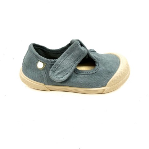 Scarpina due occhi in cotone azzurro bambino Igor Barefoot Concept