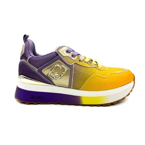 Sneaker gialla e lilla platform full strass donna Liu Jo