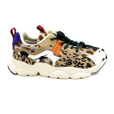 Sneaker bambina beige nera Flower Mountain