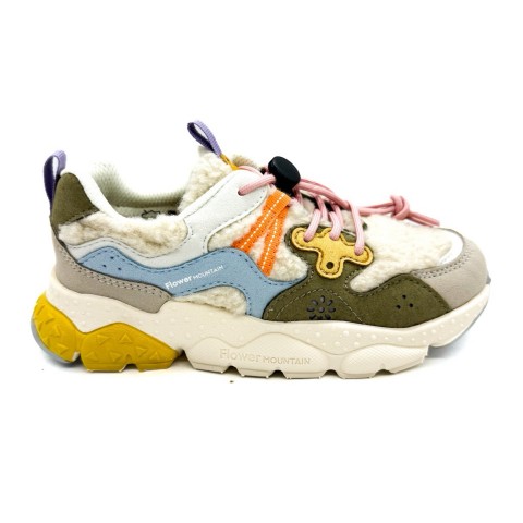 Sneaker beige multicolore bambina Flower Mountain