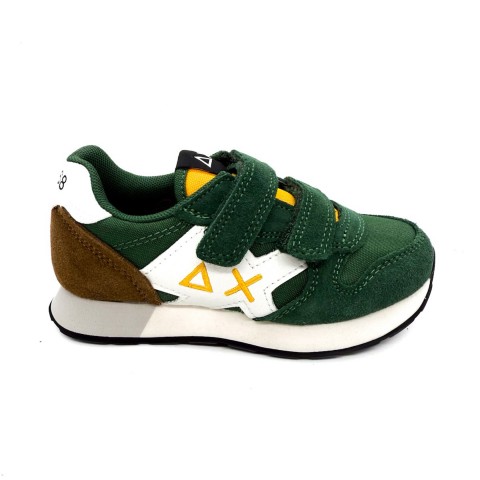 Sneaker verde scuro con velcri bambino SUN 68