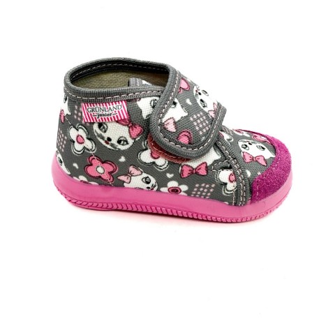 Pantofola rosa e grigia stampa gatto bambina Grunland
