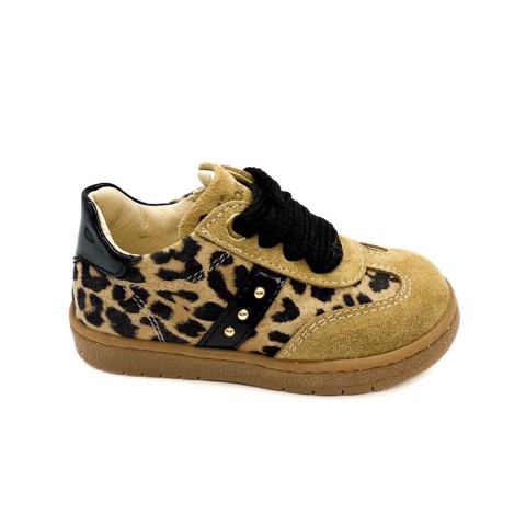 Sneaker beige animalier bambina Walkey