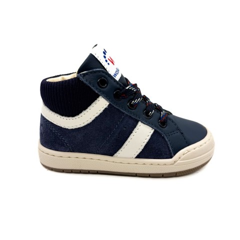 Scarpina pelle blu super soft bambino Walkey