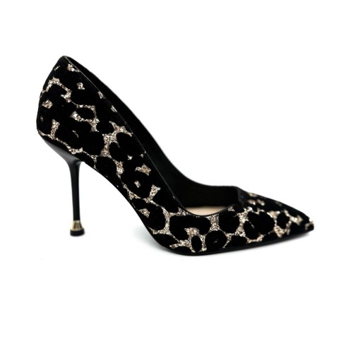 Décolleté nera glitter oro donna tacco a spillo Liu jo