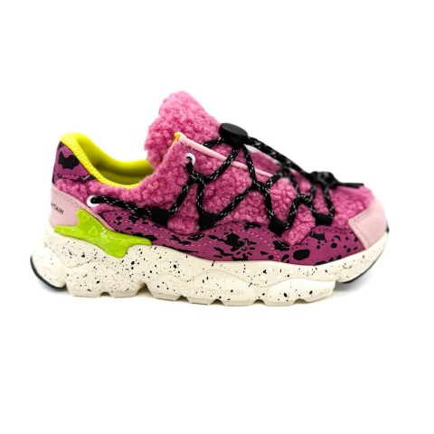 Sneaker ecopelle e sintetico rosa bambina Flower Mountain