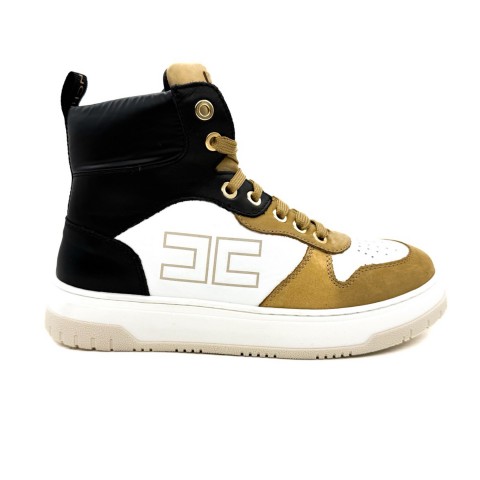 Sneaker alta pelle bianca e cuoio bambina Elisabetta Franchi la mia bambina
