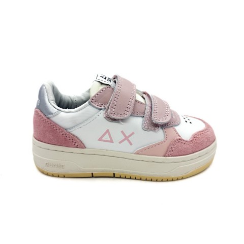Sneaker pelle rosa e bianca bambina Sun 68
