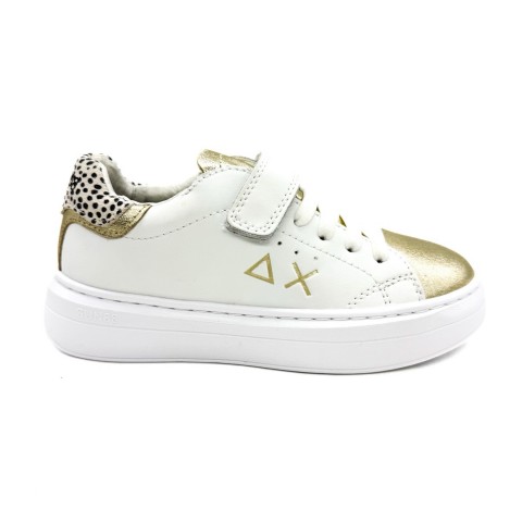 Sneaker pelle bianca oro bambina Sun 68