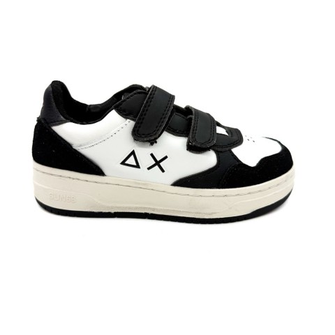 Sneaker pelle nera e bianca bambino Sun 68