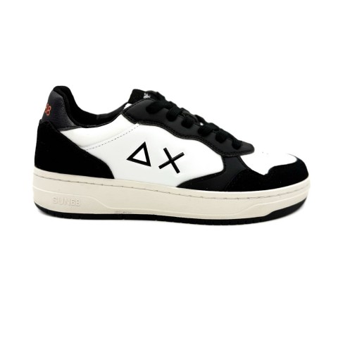Sneaker pelle nera e bianca bambino basket Sun 68
