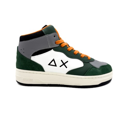 Sneaker pelle verde basket mid bambino Sun 68