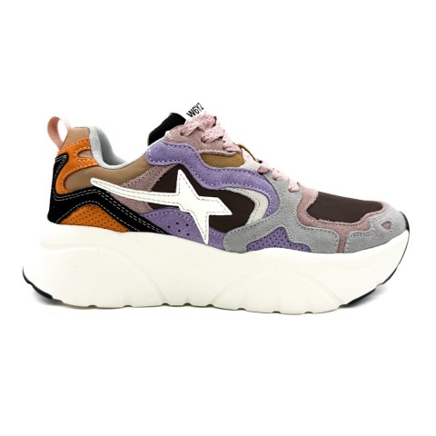 Sneaker grigia multicolor in suede donna W6YZ