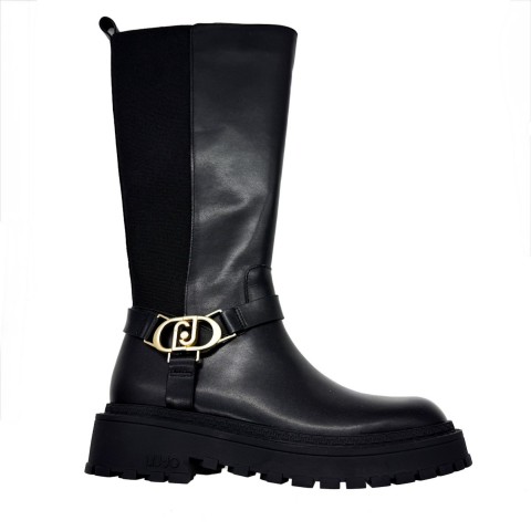 Stivale alto in pelle nera donna Liu Jo