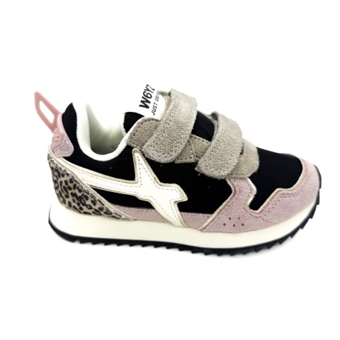 Sneaker rosa nera animalier bambina W6YZ