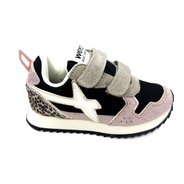 Sneaker rosa nera animalier bambina W6YZ