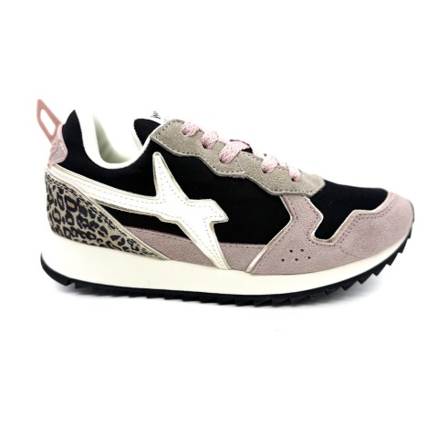 Sneaker rosa nera donna animalier W6YZ