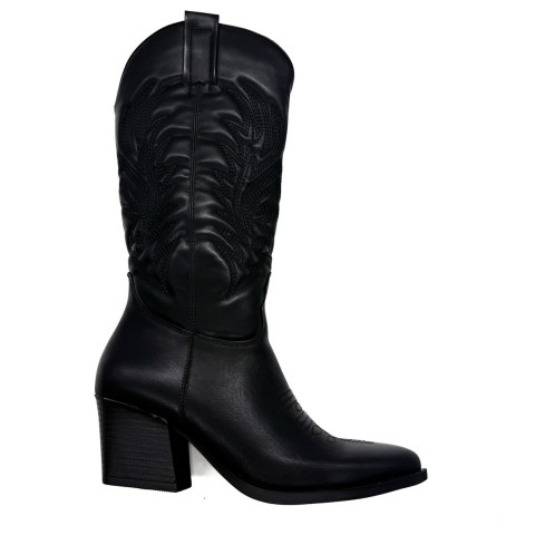 Stivale texano nero tacco 6 cm donna Kharisma