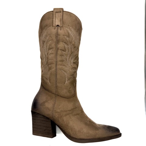 Stivale texano beige donna Kharisma