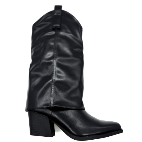 Stivale texano nero gambale largo donna Kharisma