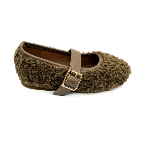 Ballerina beige cinturino fibbia teddy bambina Kharisma