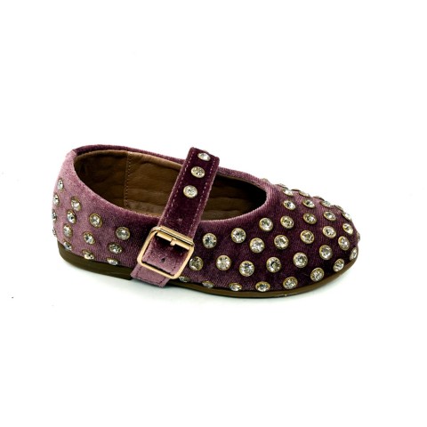 Ballerina in velluto rosa nude con strass bambina Kharisma