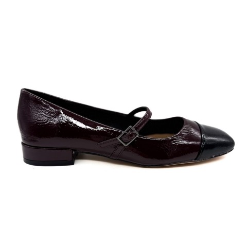 Ballerina vernice nera e bordeaux donna Kharisma
