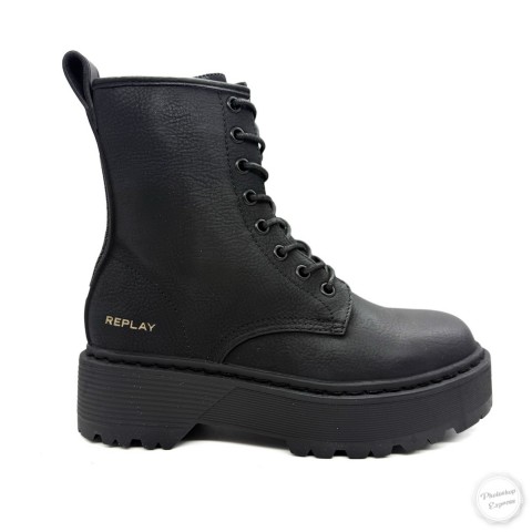 Stivaletto anfibio nero donna Replay