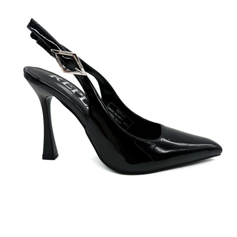 Scarpa slingback a punta in vernice nera donna Replay
