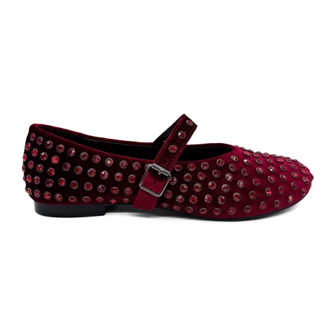 Ballerina velluto bordeaux borchie donna Kharisma