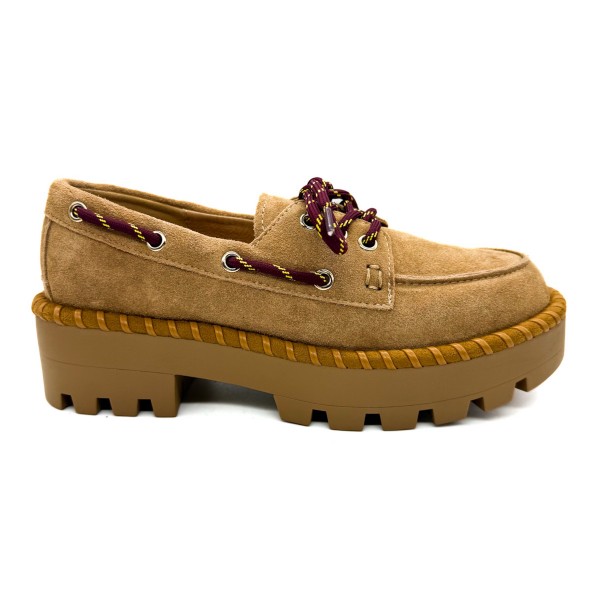 Scarpa da barca in pelle scamosciata beige donna Colors of California