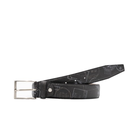 Cintura nera uomo timbri passport ALV by Alviero Martini