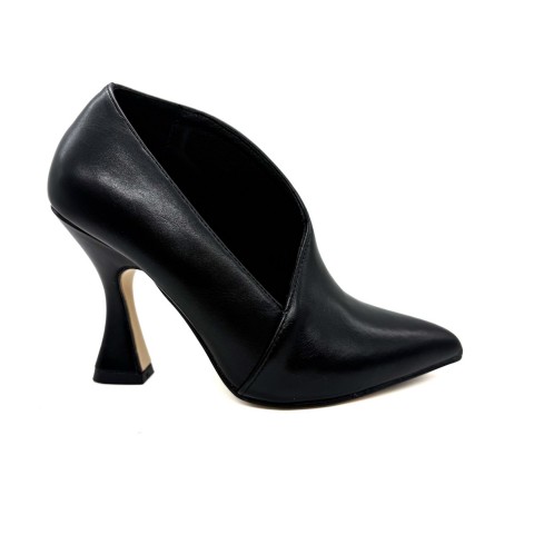 Scarpa nera donna con tacco scultura scollo laterale Kharisma
